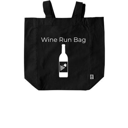 Wine Run Recycled Grocery Tote Bag, a Black Recycled Cotton Tote Bag