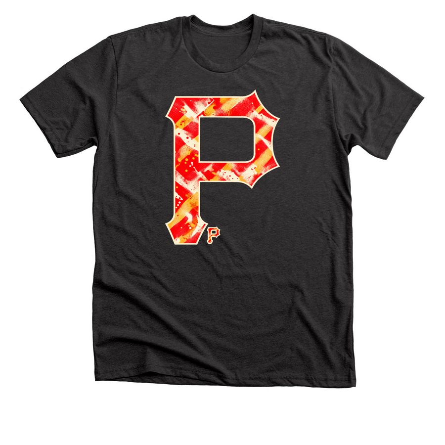 P P MLB Pittsburgh Baseball Fan Sports Enthus, a Dark Grey Heather Premium Unisex Tee