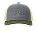 MOTA 2026 Conference: Hat Collection, a Heather Grey/ Birch/ Army Olive Printed Five-Panel Trucker Cap