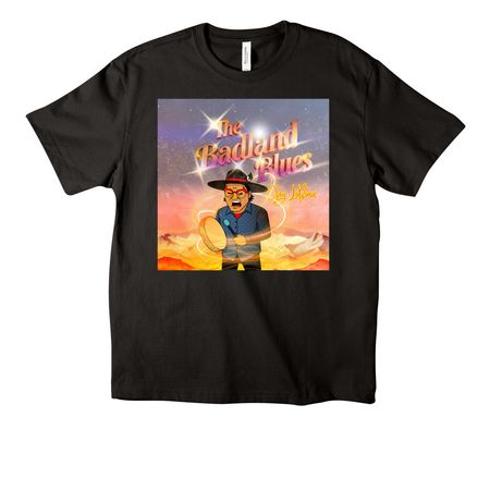 The Badland Blues Album Cover Tee, a Black Unisex Heavyweight Tee