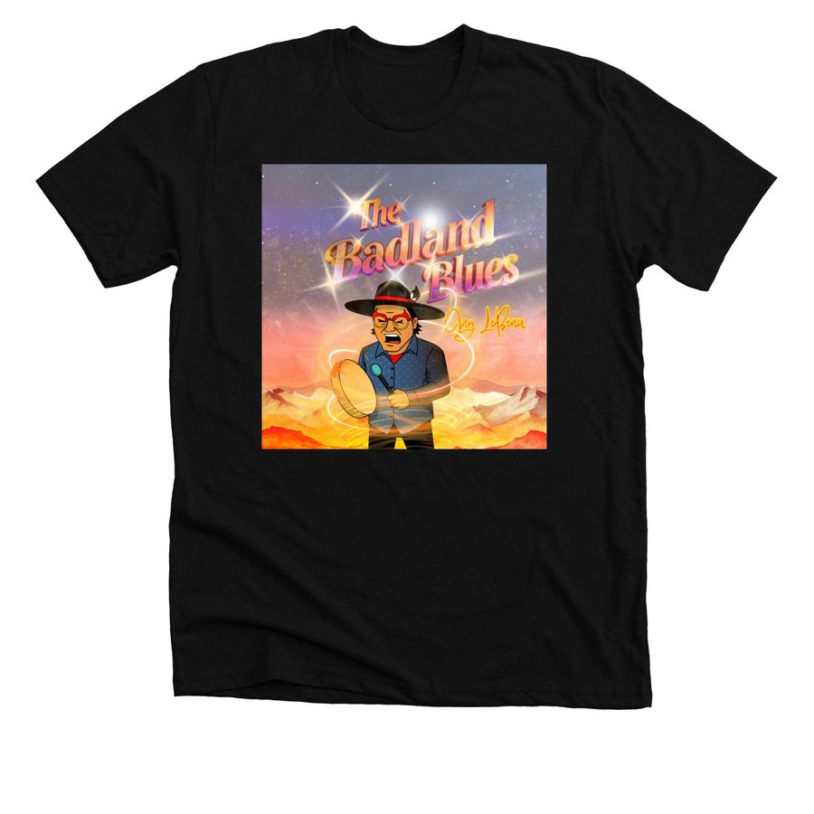 The Badland Blues Album Cover Tee, a Solid Black Blend Premium Unisex Tee