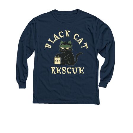 Black Cat Rescue Halloween 2025, a Navy Youth Long Sleeve Tee