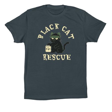 Black Cat Rescue Halloween 2025, a Dark Grey Premium Cotton Tee