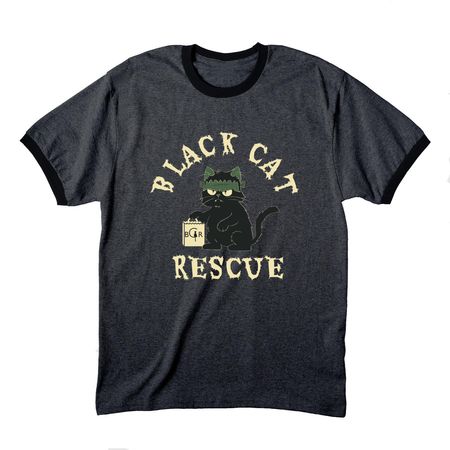 Black Cat Rescue Halloween 2025, a Dark Heather Grey/ Jet Black Cotton Ringer Tee