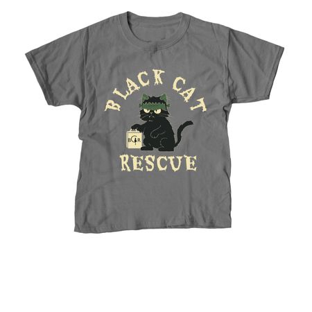 Black Cat Rescue Halloween 2025, a Charcoal Youth Unisex Tee