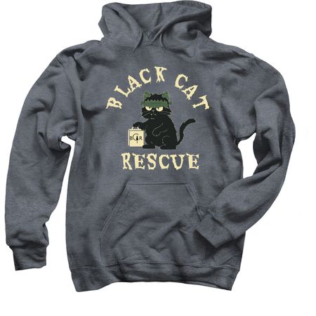 Black Cat Rescue Halloween 2025, a Dark Heather Pullover Hoodie