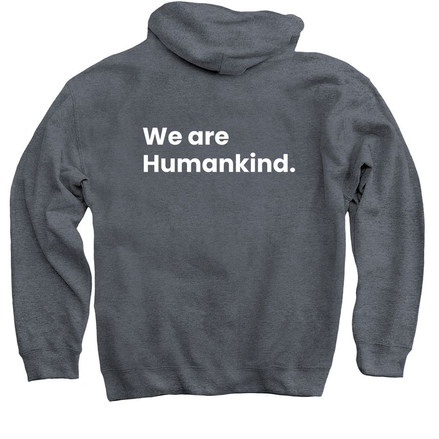 HumanKind Hoodies and Tees., a Dark Heather Pullover Hoodie (back-view)