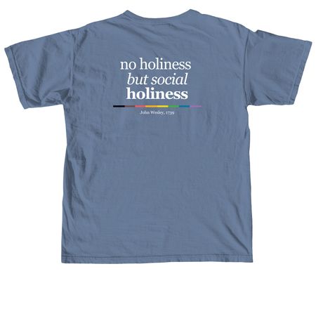 RMN | No Holiness But Social Holiness Tee, a Blue Jean Comfort Colors Unisex Tee (back-view)