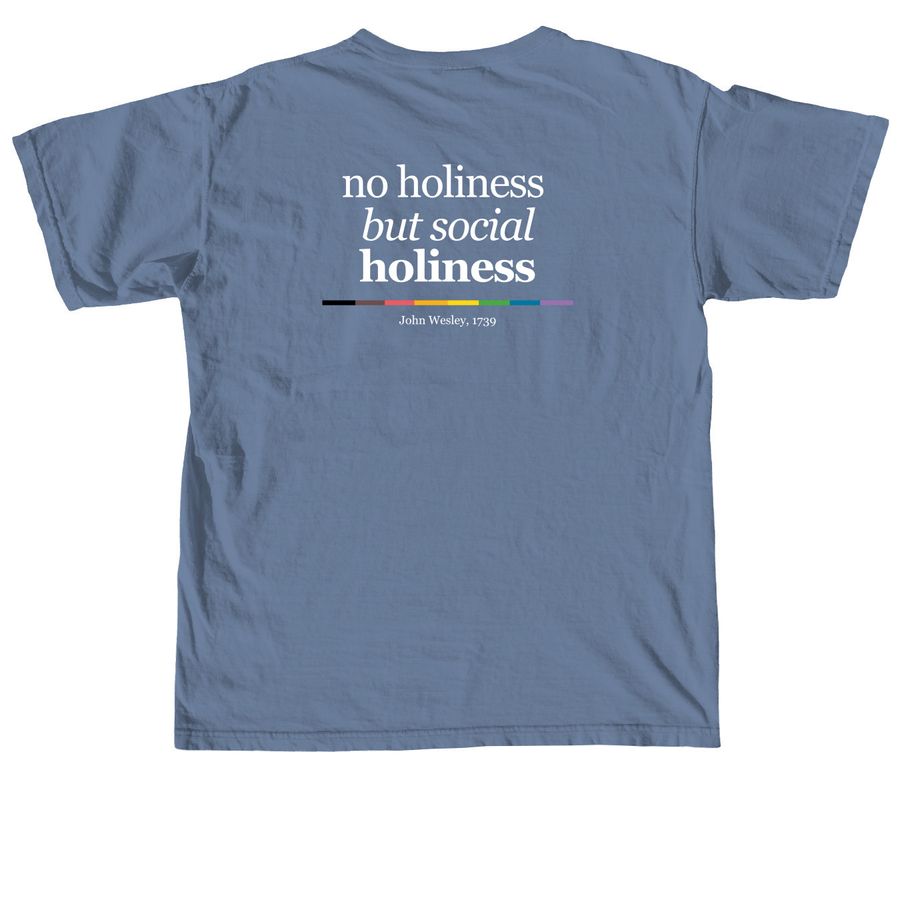 RMN | No Holiness But Social Holiness Tee, a Blue Jean Comfort Colors Unisex Tee (back-view)
