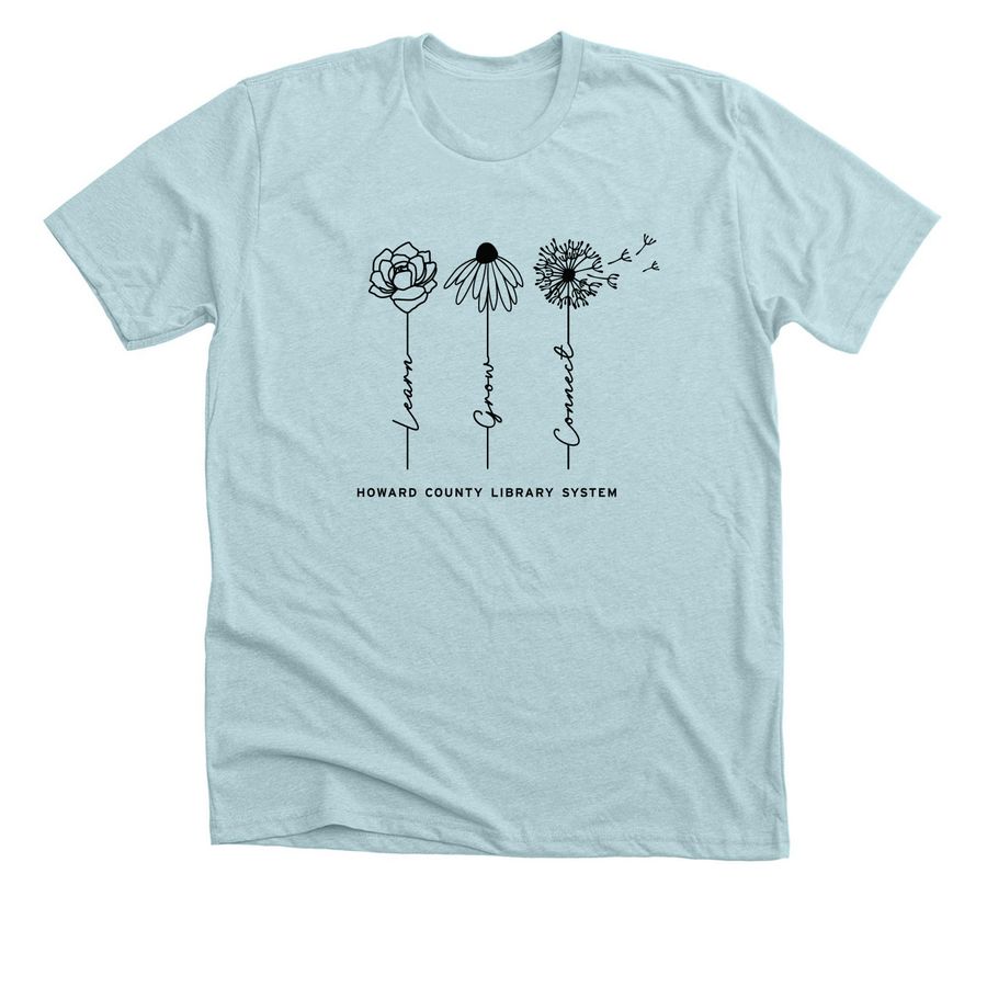 Growing Together Tops - Black Print, a Heather Ice Blue Premium Unisex Tee