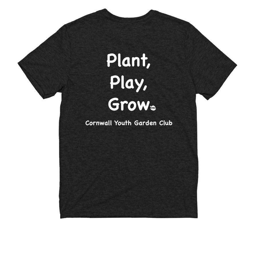 CYGC Front and Back Print White Logo, a Space Black Allmade Youth Eco Triblend Tee (back-view)