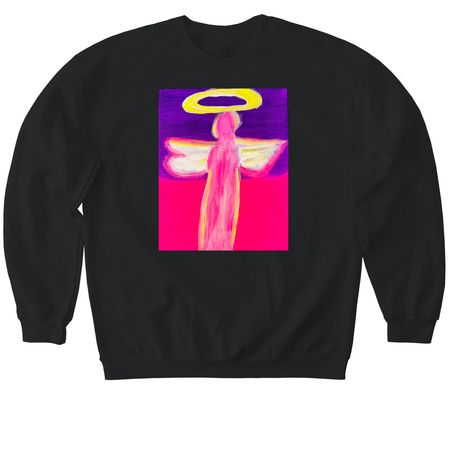 Angel Artwork by K?lei on T-Shirts&nbsp;, a Black Softstyle Crewneck Sweatshirt