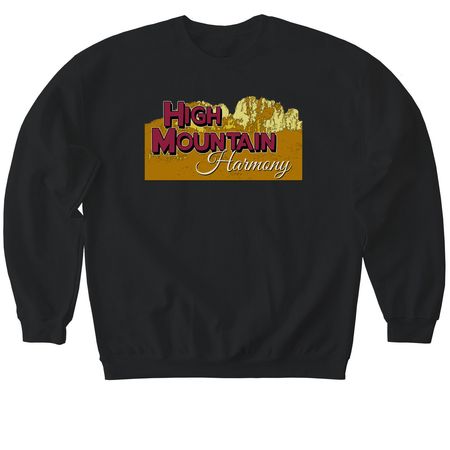 High Mountain Harmony Logo, a Black Softstyle Crewneck Sweatshirt