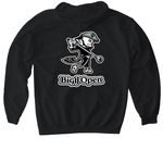 Big J Open, a Black Gildan Softstyle Pullover Hoodie (back-view)