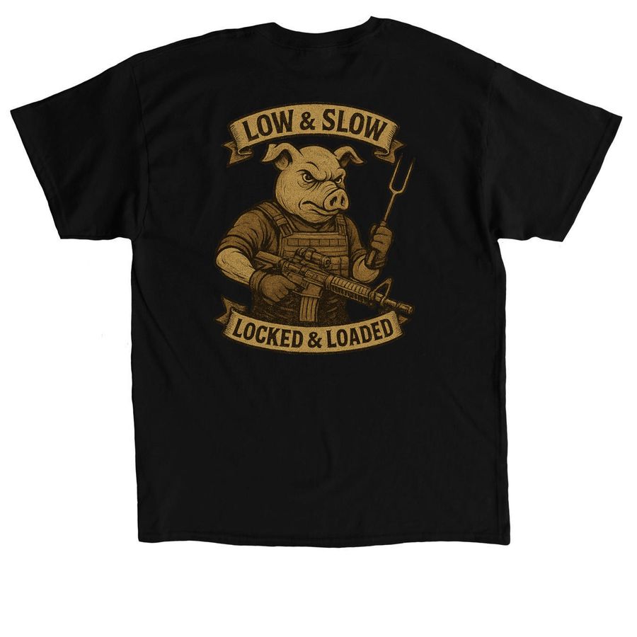 BULLETS N BBQ MERCH, a Black Classic Unisex Tee (back-view)