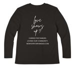 Love Shows Up- Dark, a Black Women?s Premium Long Sleeve Tee (back-view)