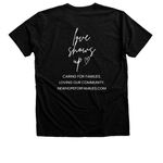 Love Shows Up- Dark, a Black Heather Premium Unisex Tee (back-view)