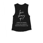 Love Shows Up- Dark, a Black Women's Muscle Tank (back-view)