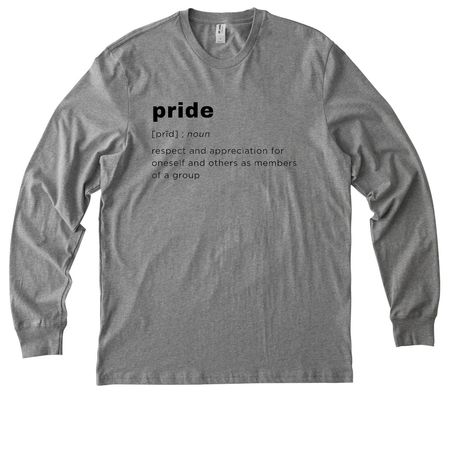 Pride Definition, a Granite Grey Heather Allmade Organic Cotton Long Sleeve Tee