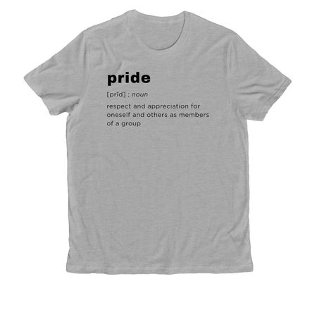 Pride Definition, a Granite Grey Heather Allmade Organic Cotton Unisex Tee