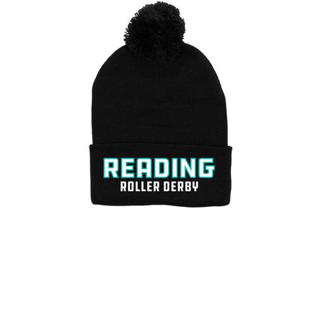RDG Pom Beanie, a Black Printed Pom-Pom Beanie