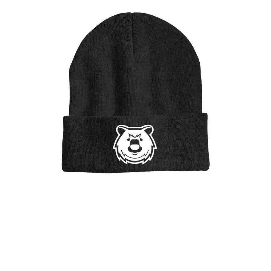Bear Beanie, a Heather Charcoal Printed Cuffed Beanie