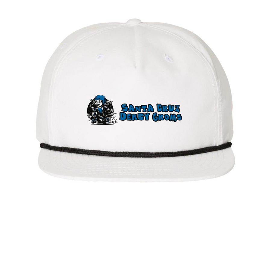 Santa Cruz Derby Groms - Hat, a White/ Black Printed Umpqua Snapback Cap