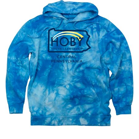 Classic HOBY Logo, a Aqua Blue Tie Dye Pullover Hoodie