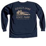 Devil's Lake Pocket/Back Shirt (Sand), a True Navy Comfort Colors Long Sleeve Tee (back-view)