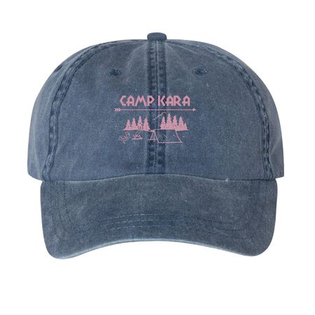 Camp Kara Cap, a Navy Printed Pigment Dye Baseball Cap