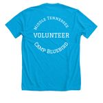 2026 Camp Volunteer Shirt, a Neon Blue Premium Unisex Tee (back-view)