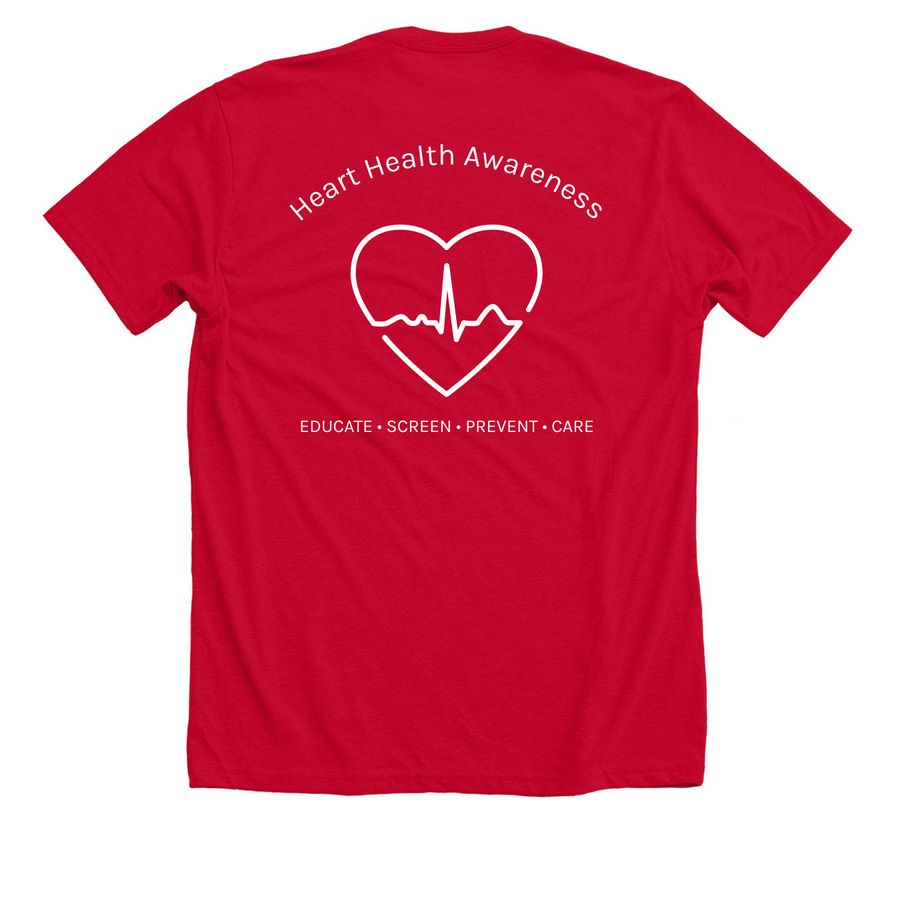 RCHS Heart Walk T-Shirt, a Solid Red Blend Premium Unisex Tee (back-view)