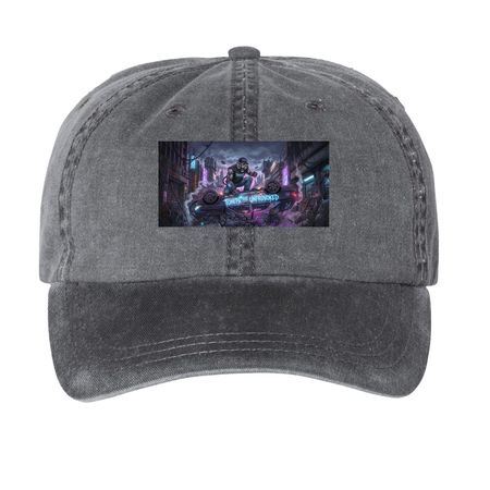 Tonits the Unprovoked Hats, a Black Printed Pigment Dye Baseball Cap