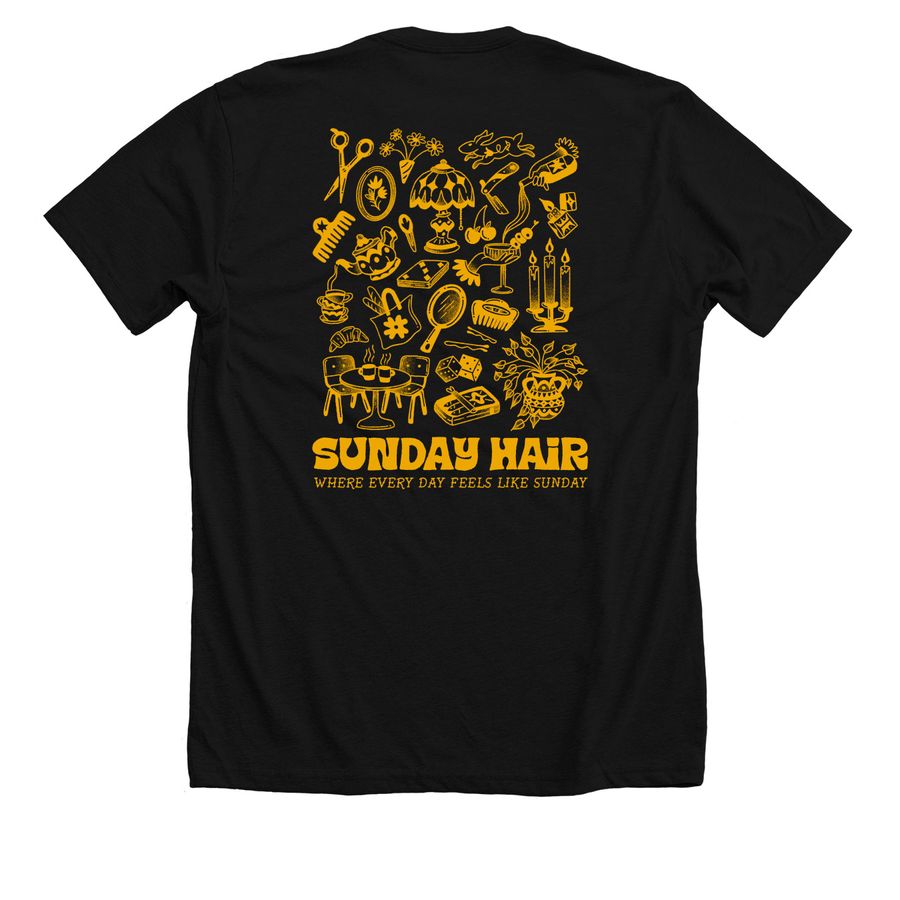 Sunday Hair Studio, a Solid Black Blend Premium Unisex Tee (back-view)