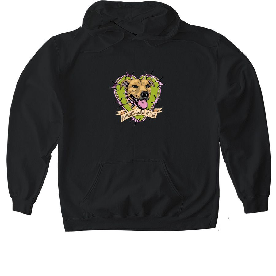 ?Mahina?s Ohana Rescue? logo hoodies, a Black Gildan Softstyle Pullover Hoodie