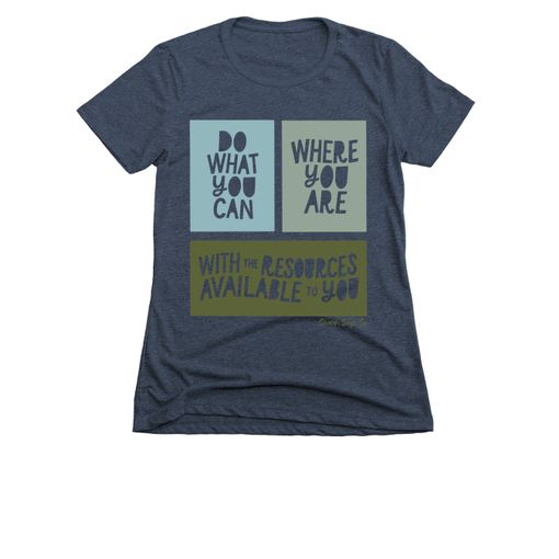 Do What You Can (Green)  Midnight Navy Women's Slim Fit Tee