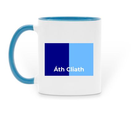 ?th Cliath, a Light Blue Two-Tone Ceramic Mug (back-view)