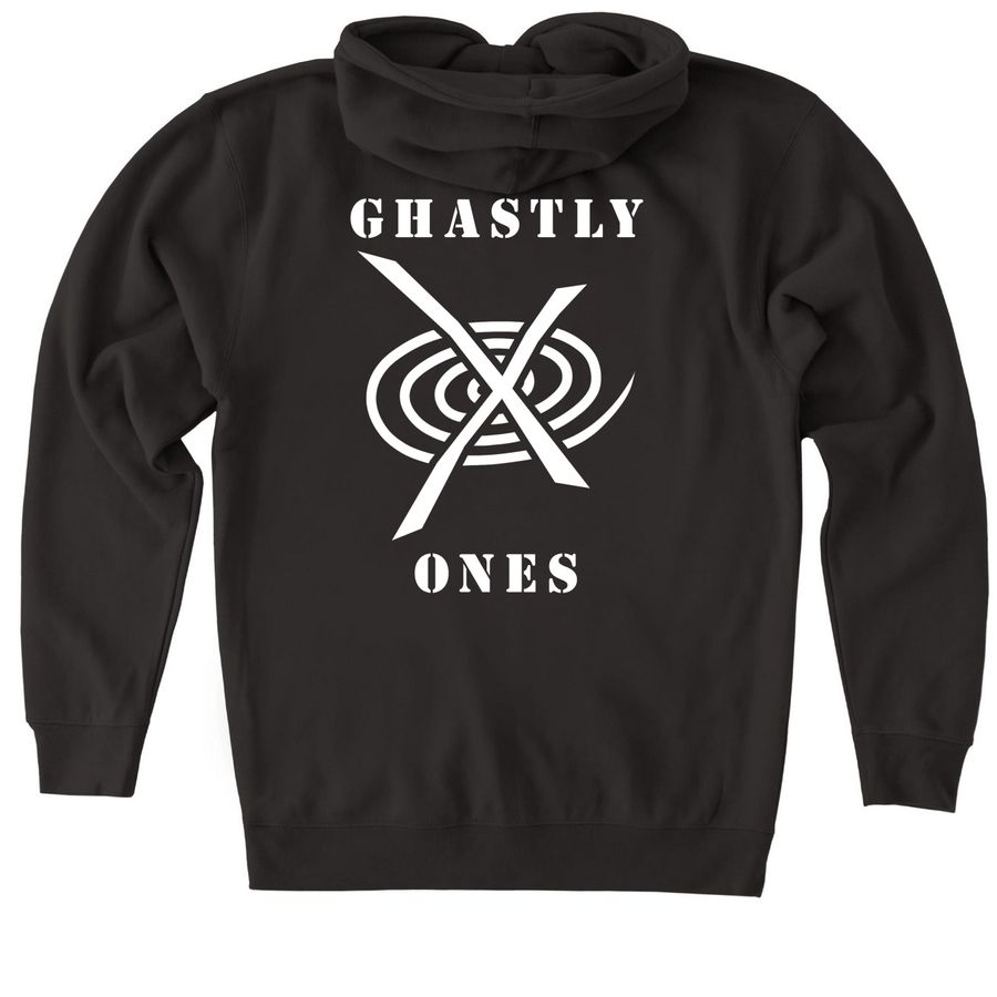 Ghastly Ones Zip-up Hoodie, a Black Heavyweight Zip Up Hoodie (back-view)