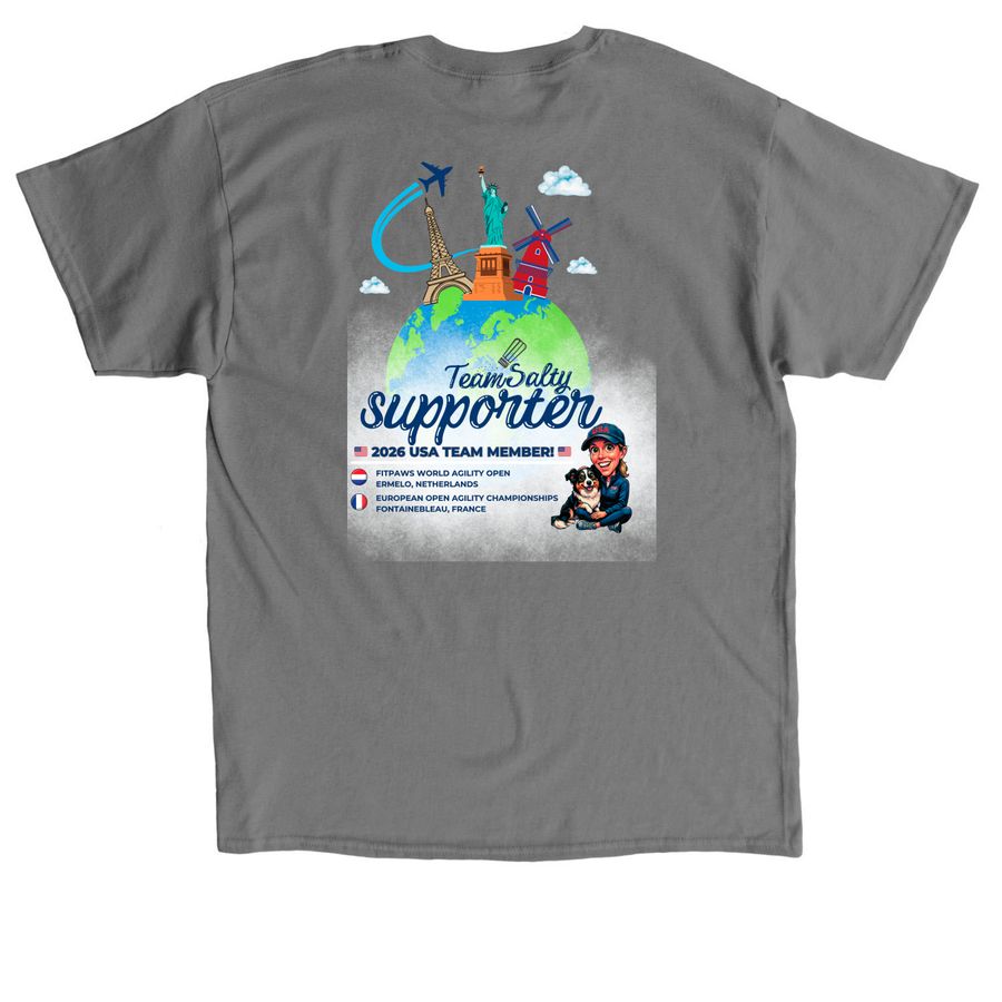 2026 Team Salty, a Charcoal Classic Unisex Tee (back-view)