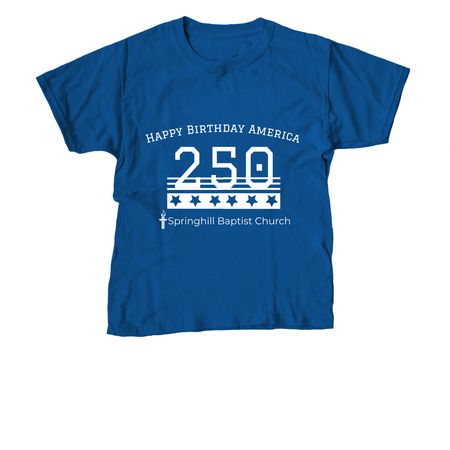 250th Celebration, a Royal Blue Youth Unisex Tee