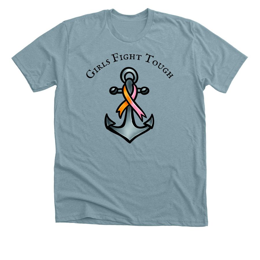 Girls Fight Tough, a Heather Blue Lagoon Premium Unisex Tee