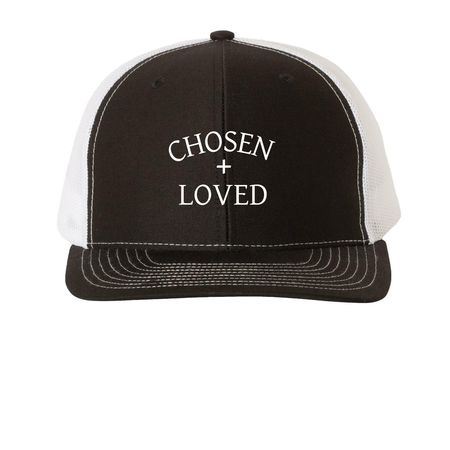 Chosen + Loved - Hat, a Black/ White Printed Snapback Trucker Cap