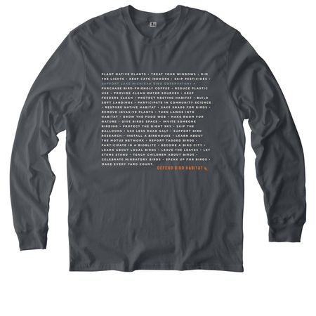 Defend Bird Habitat, a Terrain Grey Allmade Organic Cotton Long Sleeve Tee