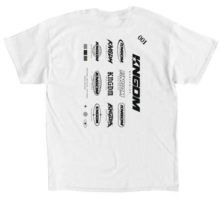KNGDM WORLDWIDE "BRAND ARCHIVE" WHITE TEE, a White Classic Unisex Tee (back-view)