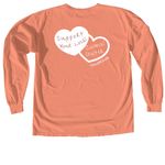 Oahu SPCA Hearts- The Warm Colors, a Terracotta Comfort Colors Long Sleeve Tee (back-view)