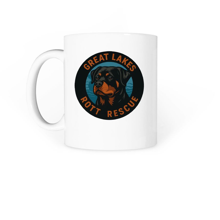 Round Logo Coffee Mugs, a White Coffee Mug (back-view)