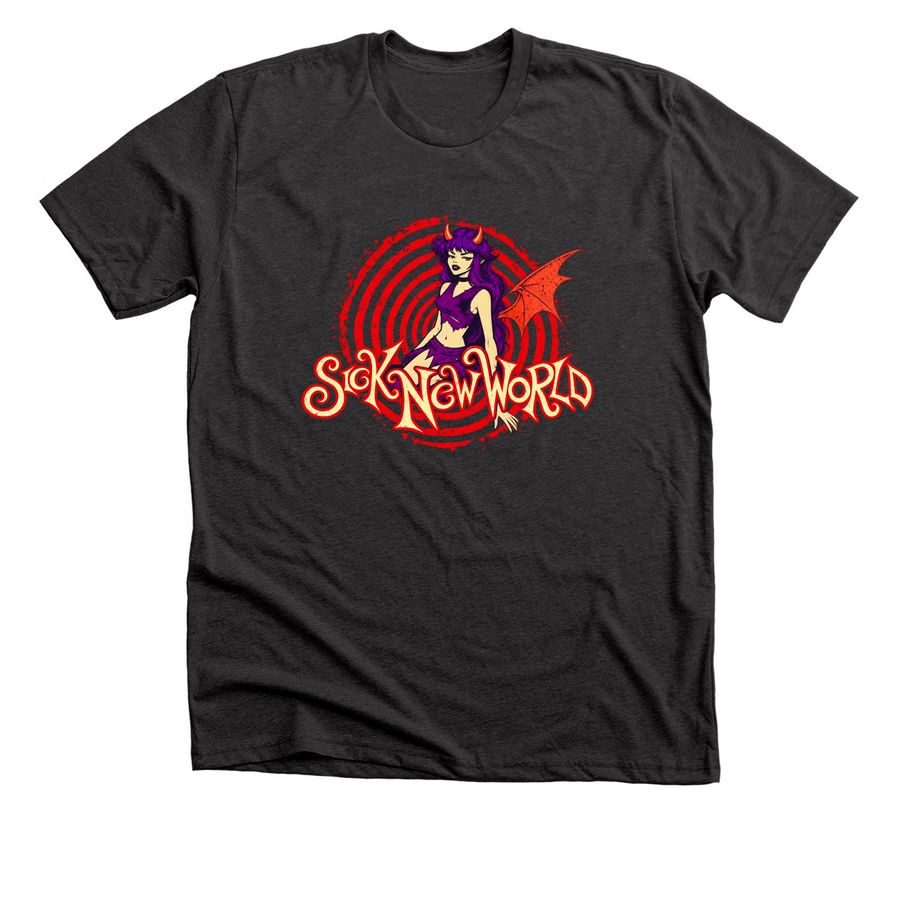Sick New World Merch, a Dark Grey Heather Premium Unisex Tee