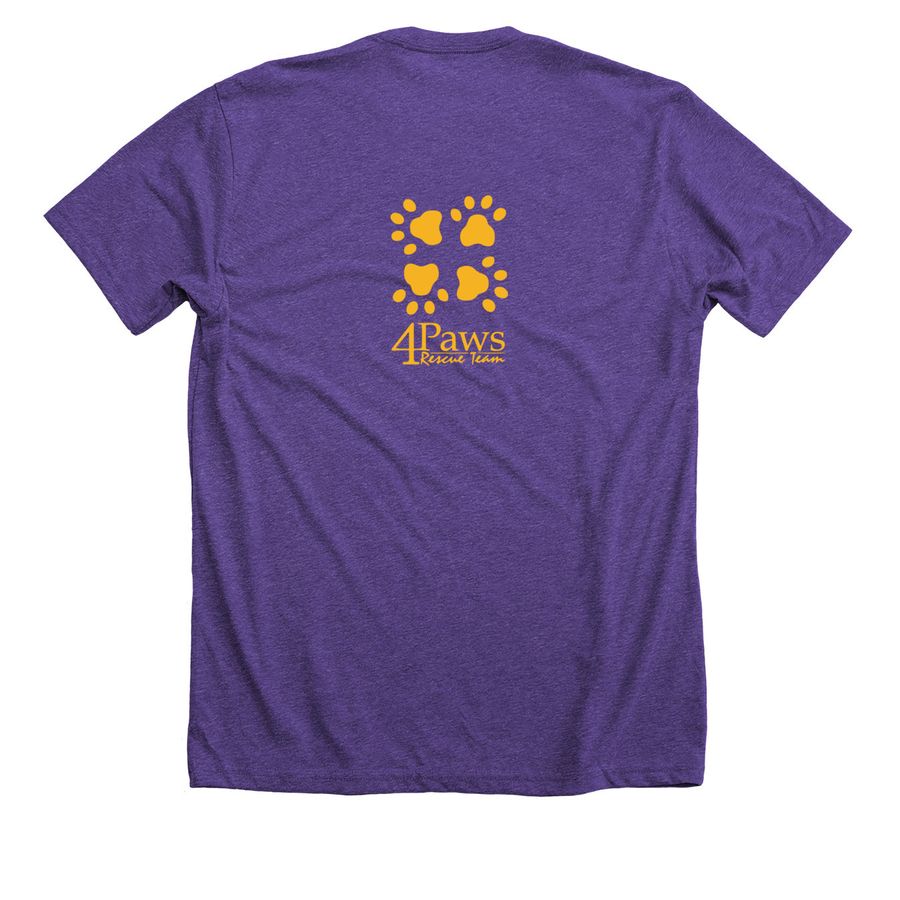 RESCUE FOSTER ADOPT, a Heather Team Purple Premium Unisex Tee (back-view)