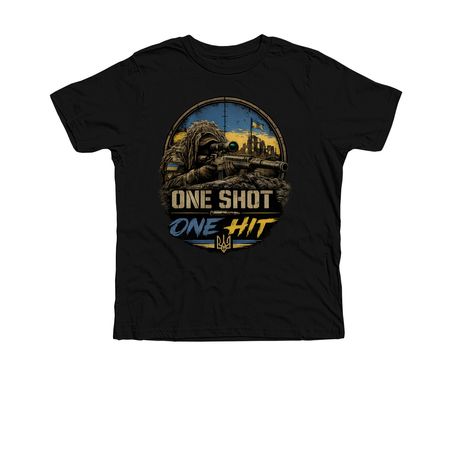 One shot! One hit!, a Solid Black Blend Premium Youth Tee