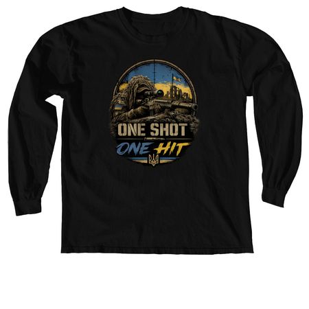 One shot! One hit!, a Black Comfort Colors Long Sleeve Tee